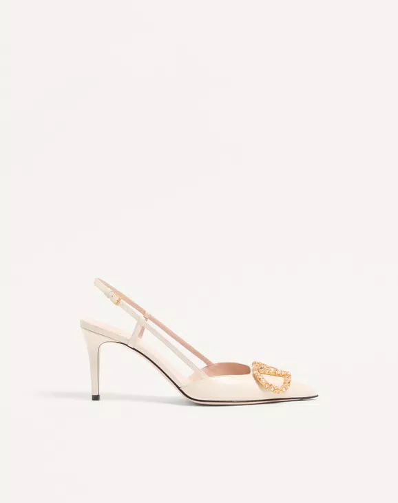 Valentino Vlogo Signature Slingback Calfskin Pump With Jewel Logo 80Mm - Image 1